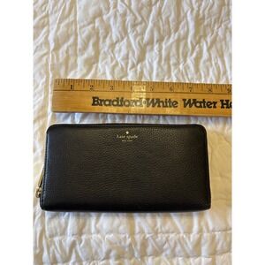 Kate Spade Wallet Women OS Black Good Pebbled Leather Zip Around Continental